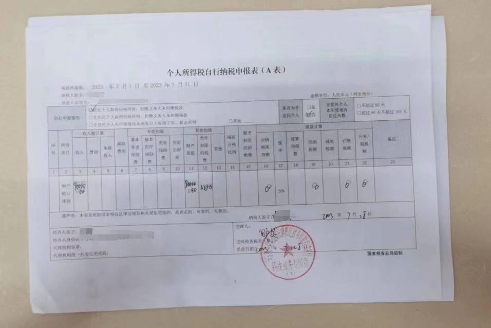 個(gè)人所得稅申報(bào)業(yè)務(wù)案例